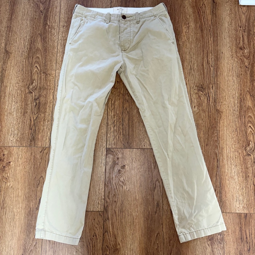 Y2K Hollister Chino‎ Pants Mens 32x32 Khaki Button Fly 100% Cotton Straight Leg